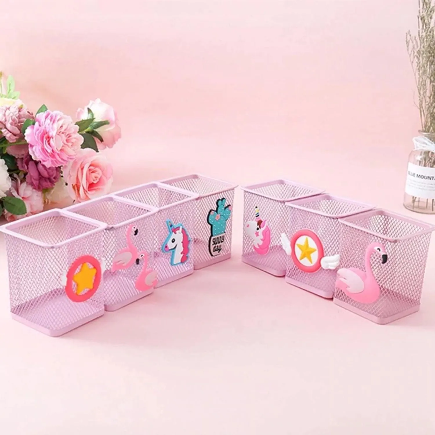 Mesh Pen Stand - Pink