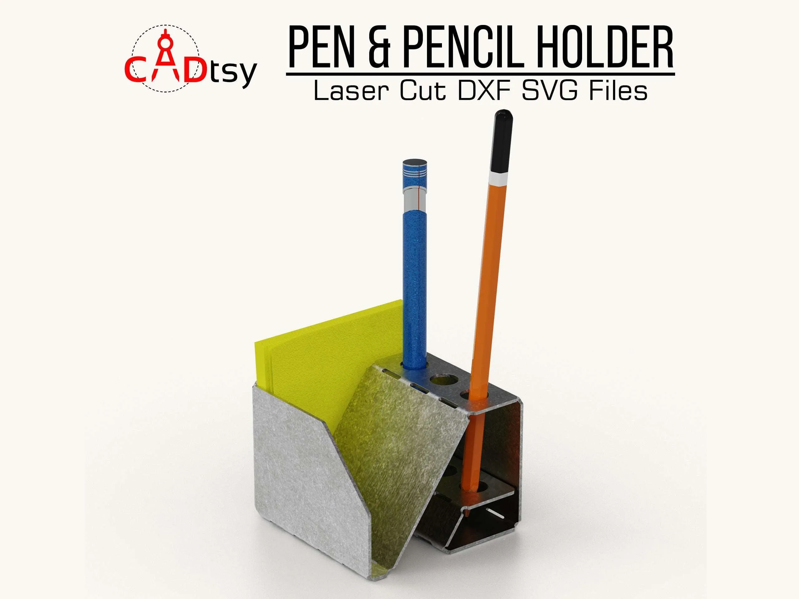 Metal Pen Holder & Desk Organizer DXF / SVG - CNC Laser / Plasma Cutting Files