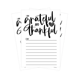 Modern Calligraphy Gratitude Cards Pack - 25 Elegant Black & White 4x6 Thankful Note Cards for Christmas, Thanksgiving, Daily Mantras - Durable Keepsake Cardstock - Perfect Holiday Party Supplies