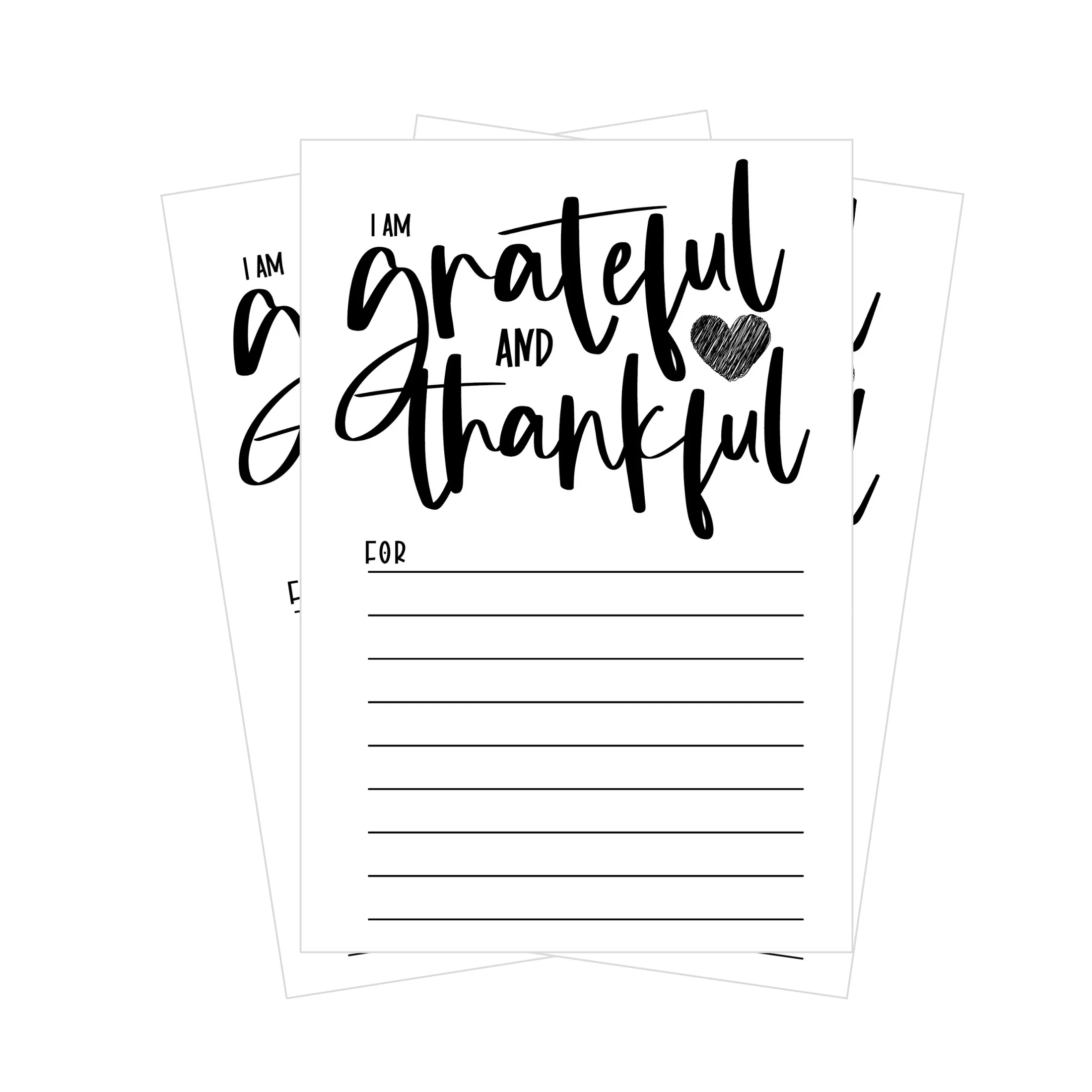 Modern Calligraphy Gratitude Cards Pack - 25 Elegant Black & White 4x6 Thankful Note Cards for Christmas, Thanksgiving, Daily Mantras - Durable Keepsake Cardstock - Perfect Holiday Party Supplies