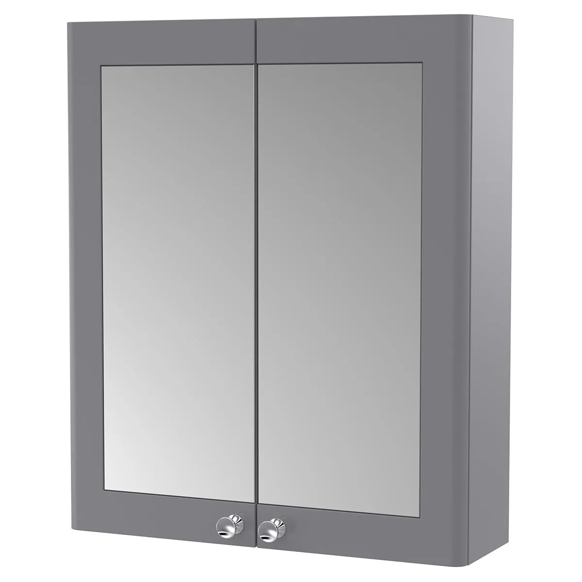 Nuie Classique 600 mm 2 Door Mirrored Bathroom Cabinet in Grey