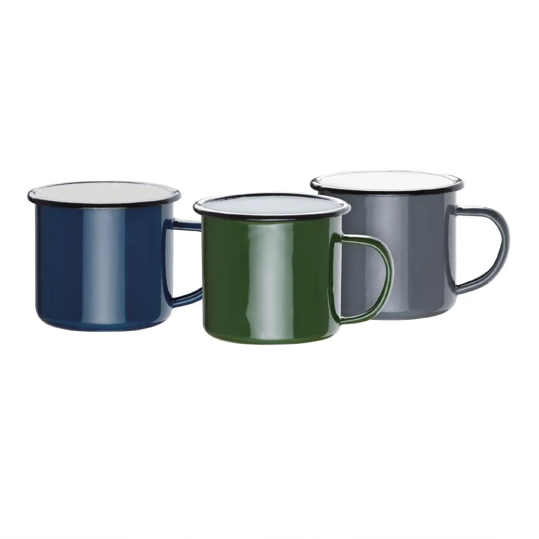 Olympia Enamel Mugs Green 350ml (Pack of 6) - DC396