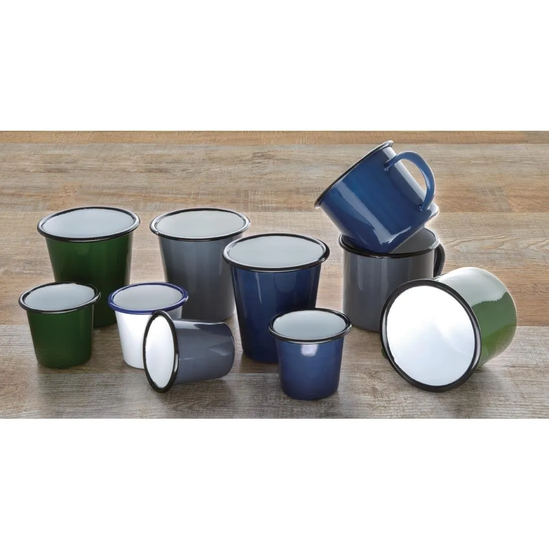 Olympia Enamel Mugs Green 350ml (Pack of 6) - DC396