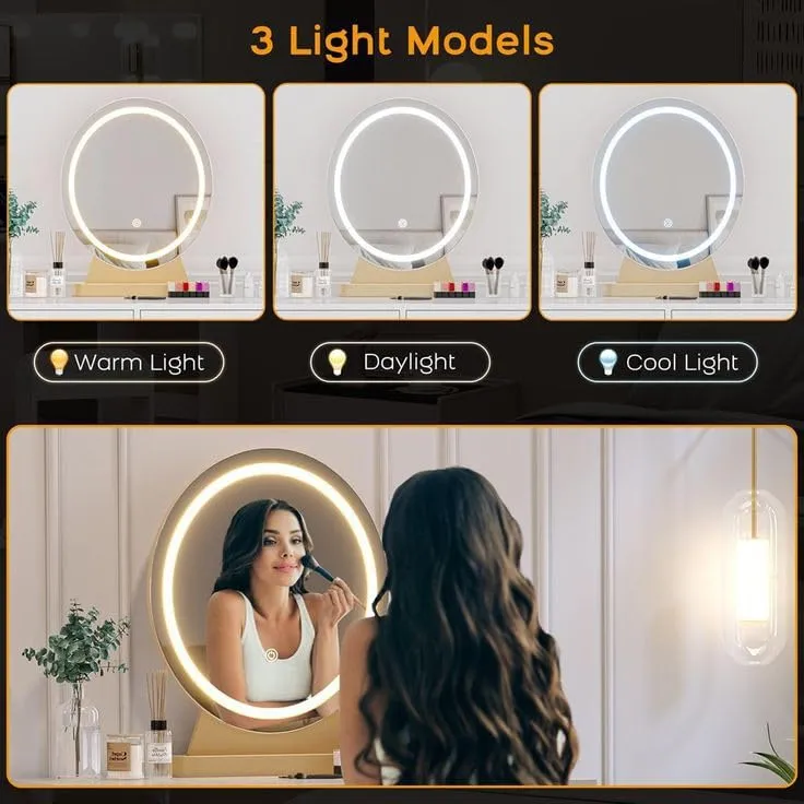 Oval Shape LED Mirror with 3 Lighting Options (Warm, Natural White, Cool White) with Touch Sensor (18X24INCH) L06 Stylish and Decorative Design.