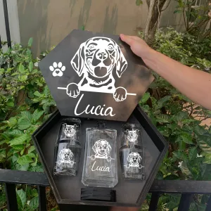 Personalized Decanter Set Whiskey Glasses With Dog Face Name