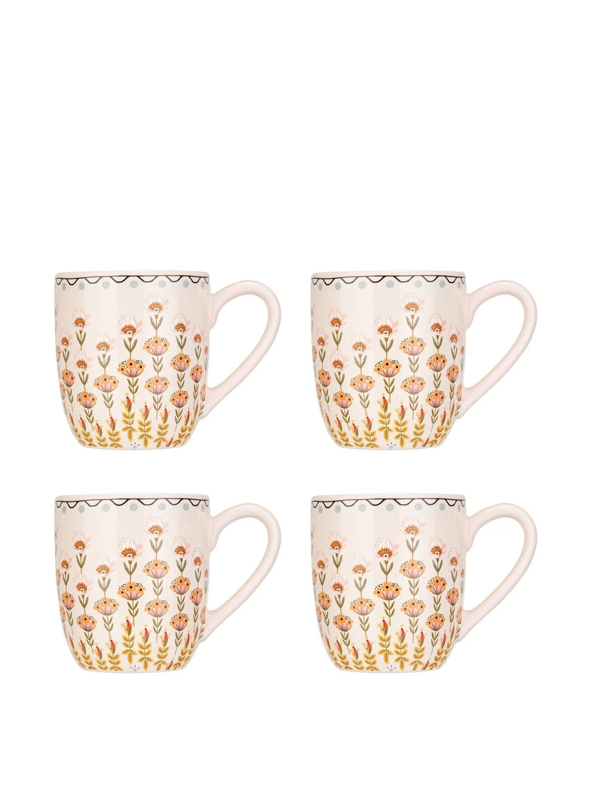 Pink breakfast mugs (set of 4)