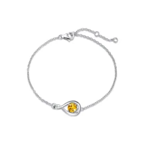 "Infinite Embrace" November Birthstone Citrine Stone Infinity Symbol Sterling Silver Bracelet