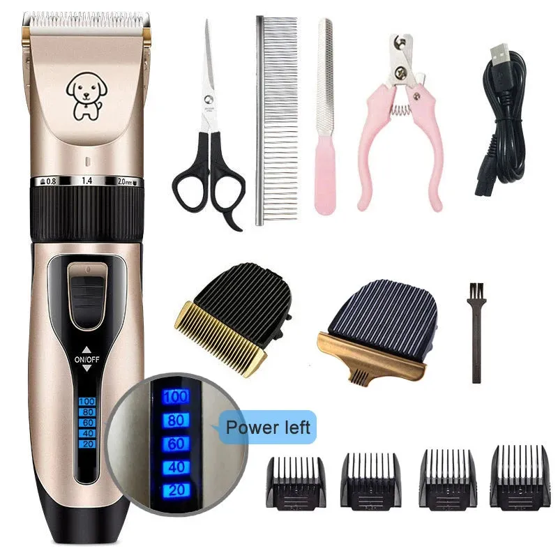 RikiSky Dog Grooming Kit - Professional Cordless Rechargeable Clipper Set for Dogs, Cats, and Pets