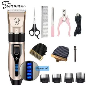 RikiSky Dog Grooming Kit - Professional Cordless Rechargeable Clipper Set for Dogs, Cats, and Pets