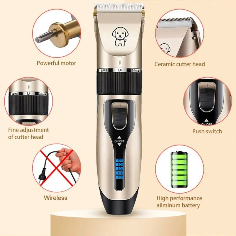 RikiSky Dog Grooming Kit - Professional Cordless Rechargeable Clipper Set for Dogs, Cats, and Pets