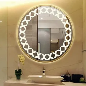 Round Shape LED Mirror with 3 Lighting Options (Warm, Natural White, Cool White) with Touch Sensor (24X24INCH) L42 Stylish and Decorative Design.