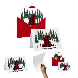 Rustic Bear Thank You Cards for Boys - Red Envelopes Included, 25-Pack, 4x6 Folded Notecards