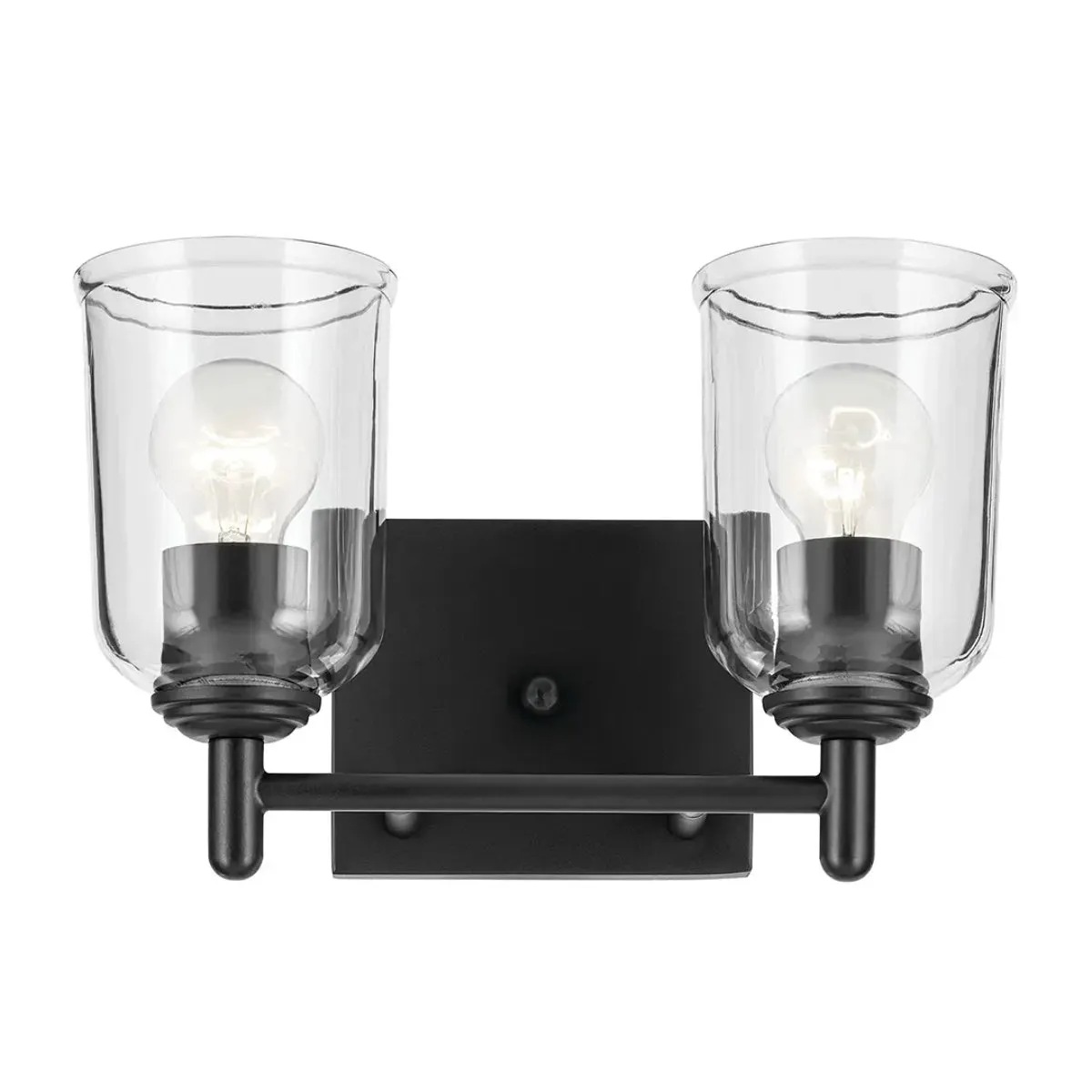 Shailene 13" 2-Light Bathroom Vanity Light with Clear Glass, Black Finish