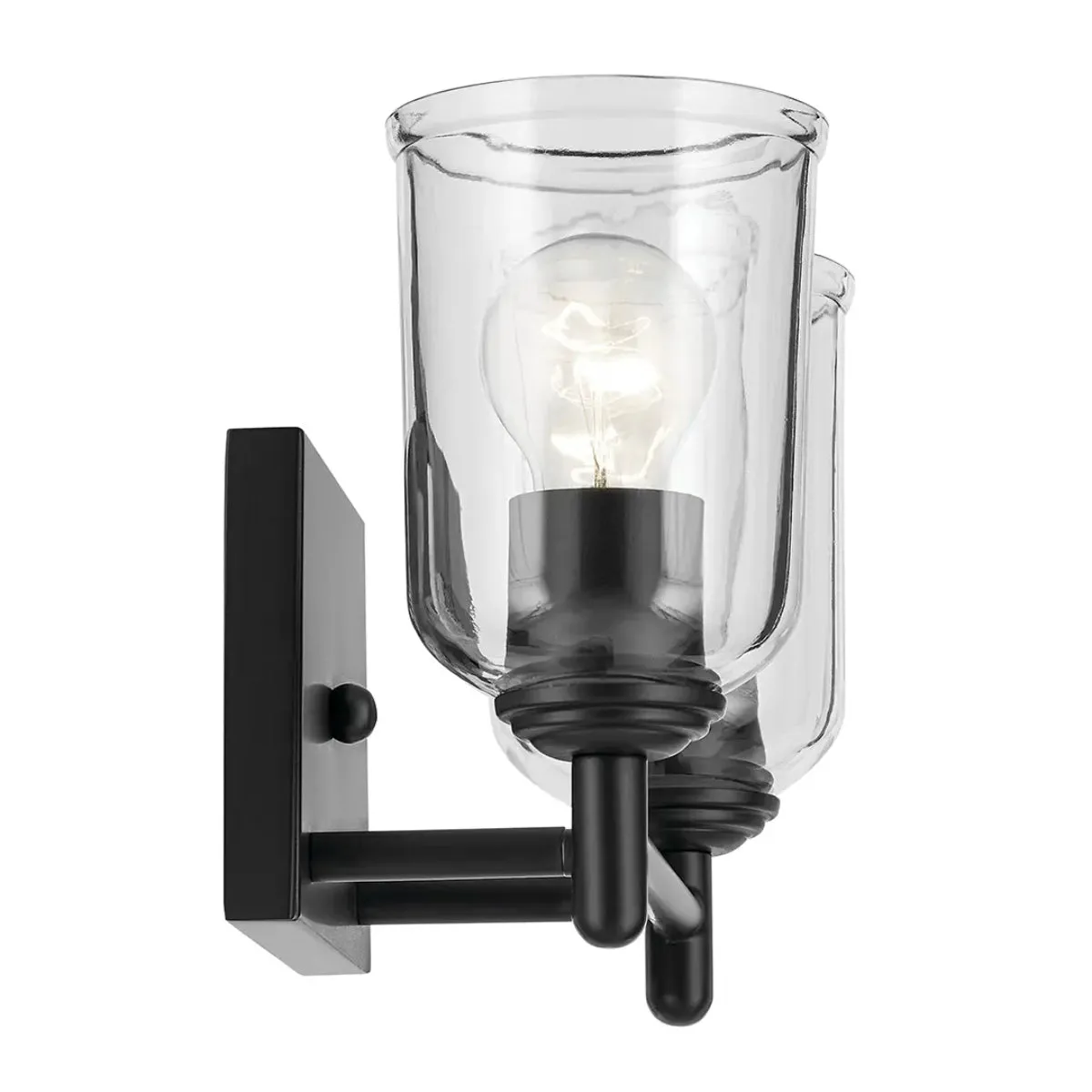 Shailene 13" 2-Light Bathroom Vanity Light with Clear Glass, Black Finish