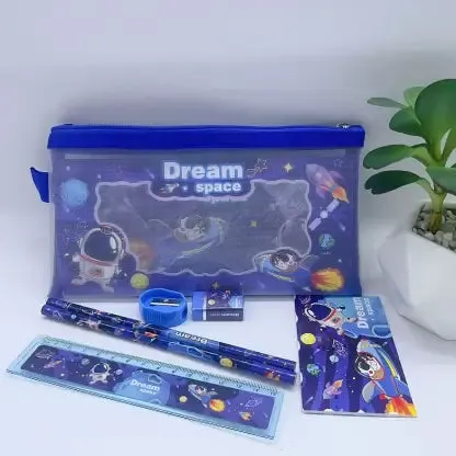 Space Theme Stationery Set in transparent zip pouch