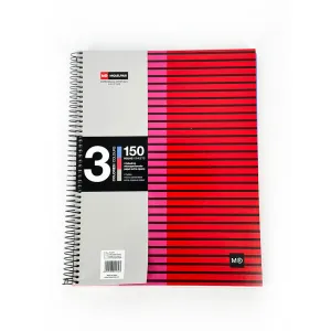 Spiral 3 Subj Notebook A4 Miquel Ruis 150sht Hor.Screen Red (ML2174)