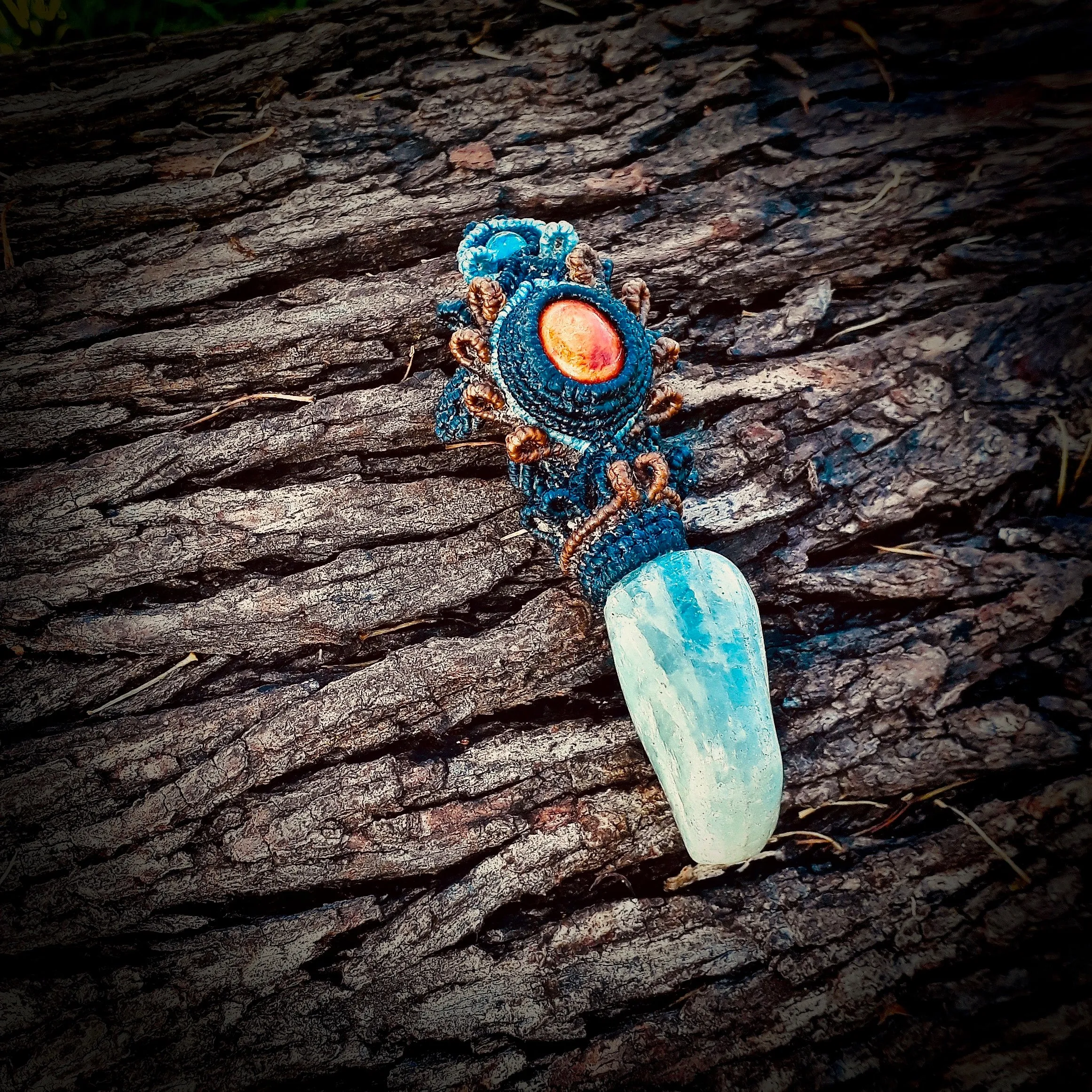 Spondylus and aquamarine pendant (unique design)