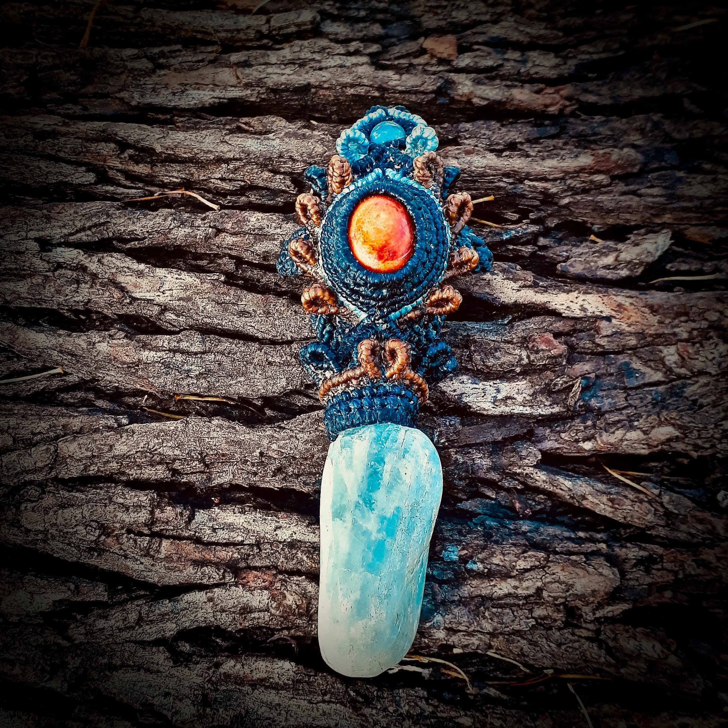 Spondylus and aquamarine pendant (unique design)