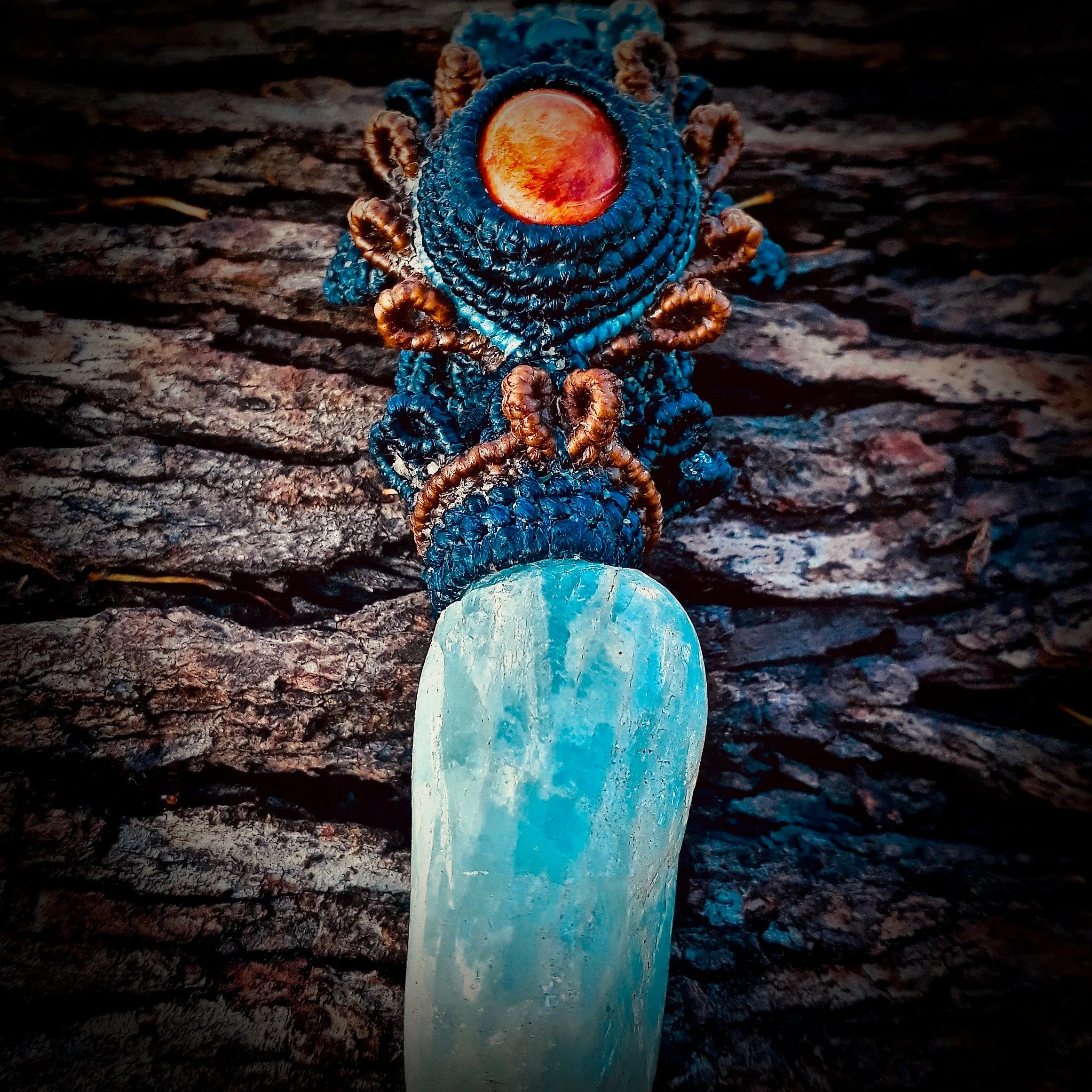 Spondylus and aquamarine pendant (unique design)