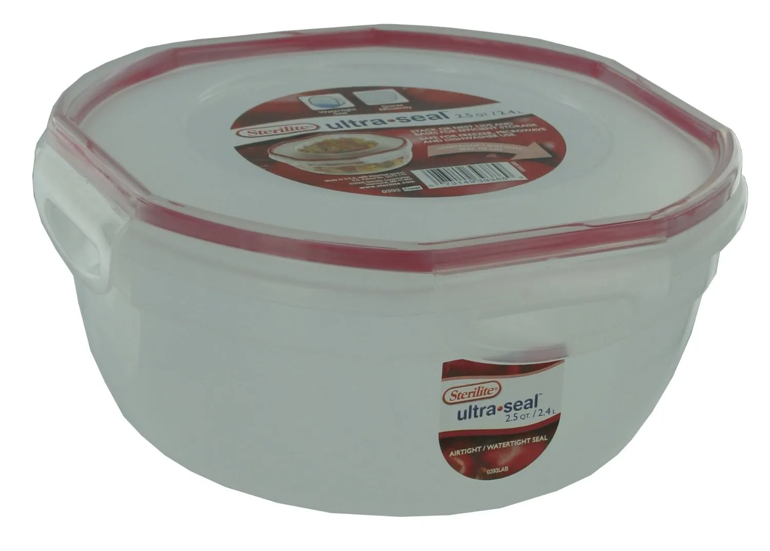 Sterilite Red Ultraseal Latching Bowl 2.5Qt 1pc