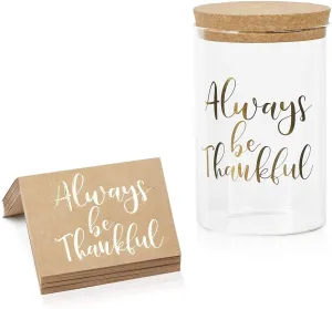 Thanksgiving Gratitude Jar with Cards, Always Be Thankful (4 x 6 In, 31 Pieces)