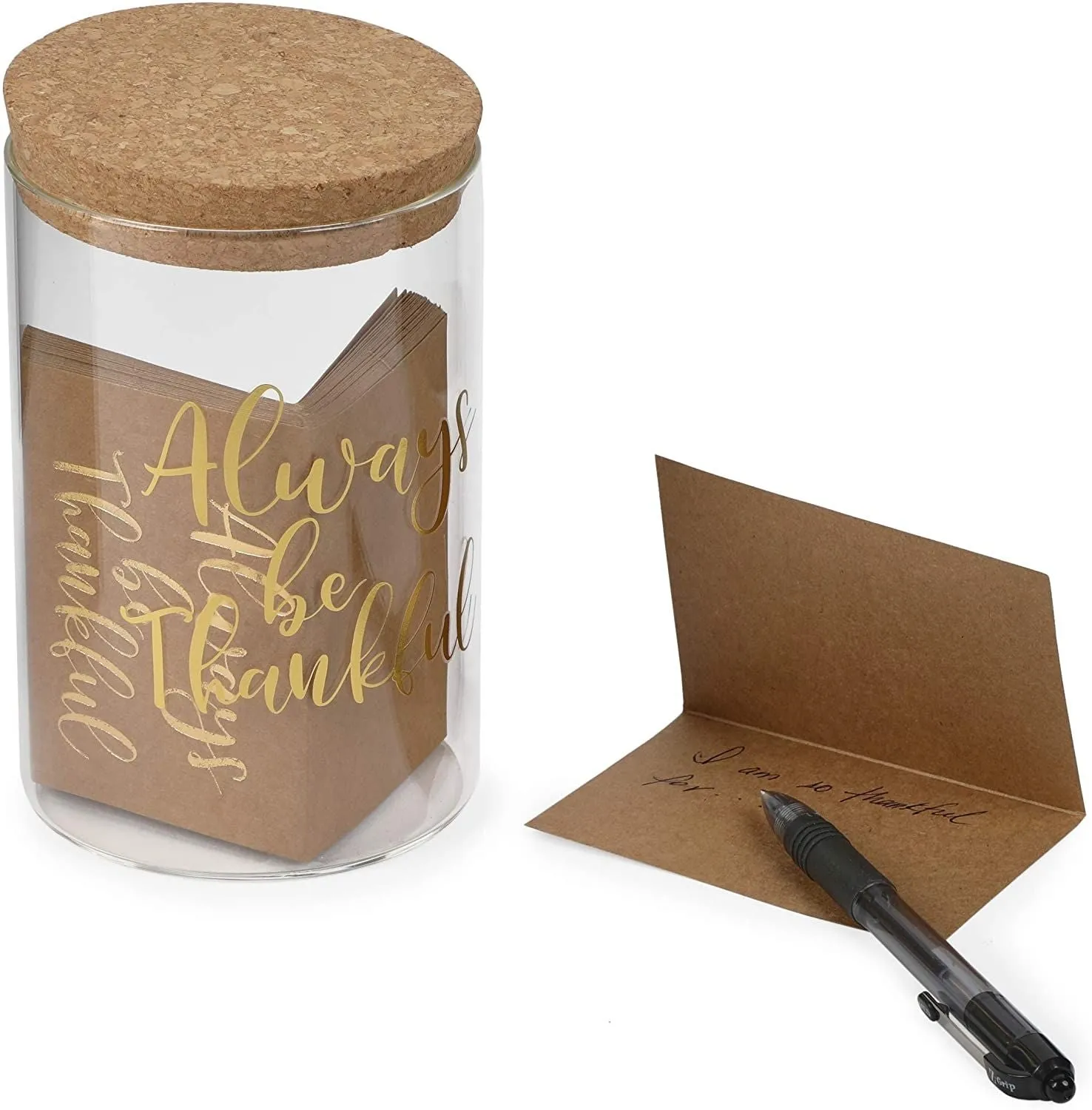 Thanksgiving Gratitude Jar with Cards, Always Be Thankful (4 x 6 In, 31 Pieces)