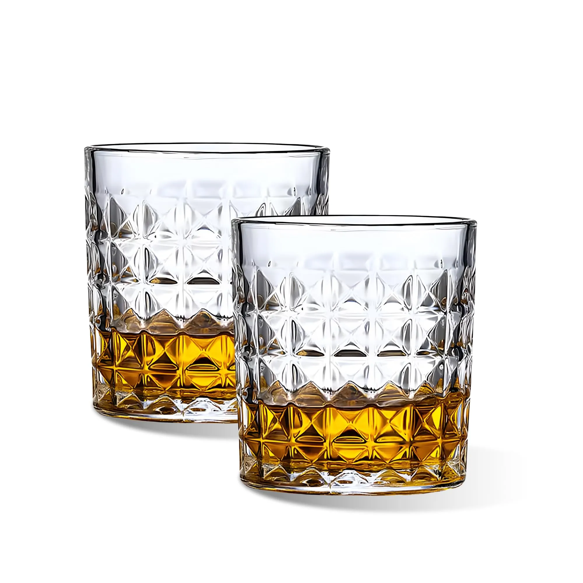 The Better Home Zest Whiskey Glasses Set of 2 (270ml Each) | Lead Free Whiskey Glass | Crystal Glass for Bar Home | Glass for Drinks | Cocktail Glasses | Highball Glass | Heavy Bottom Drinking Glass