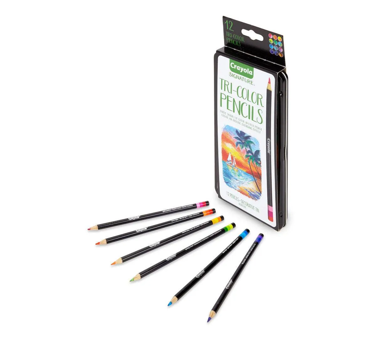 Tri-Shade Colored Pencils with Decorative Tin 12 count