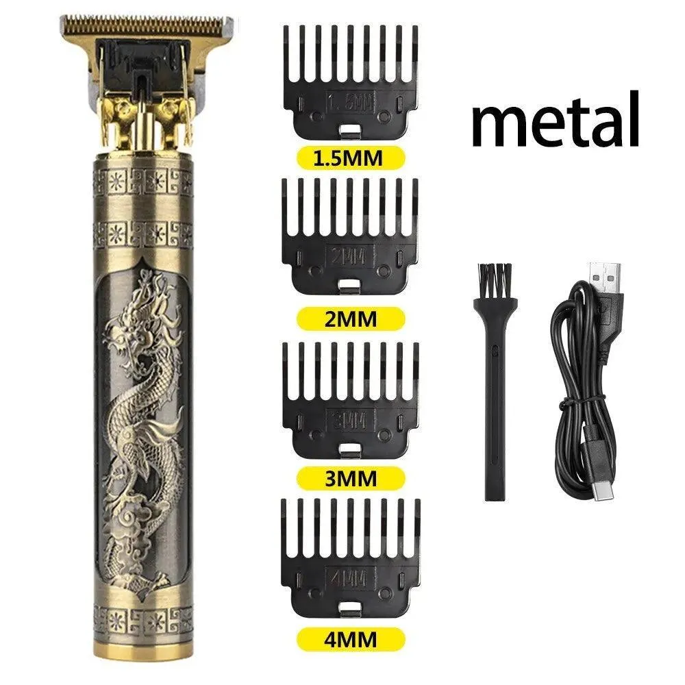 Vintage Dragon Hair Clipper Kit: Stylish Grooming Tool with USB Charging