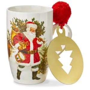 Vintage Santa and Deer Mug & Stencil Set