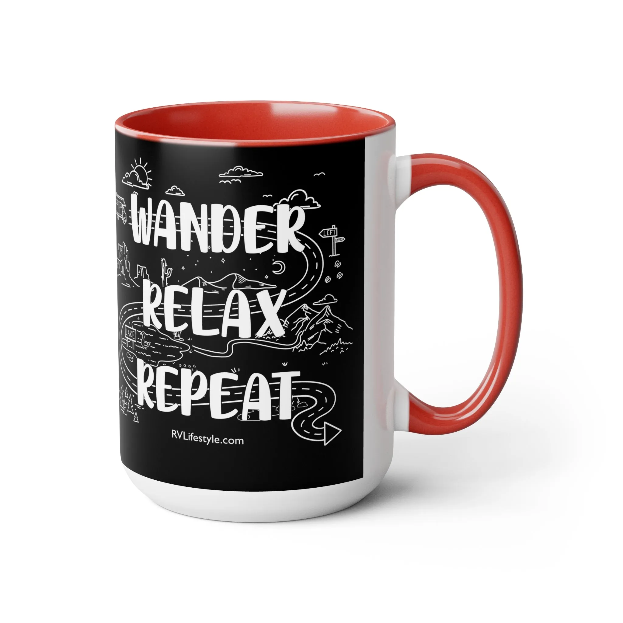 Wander Relax Repeat on Coffee Mugs, 15oz