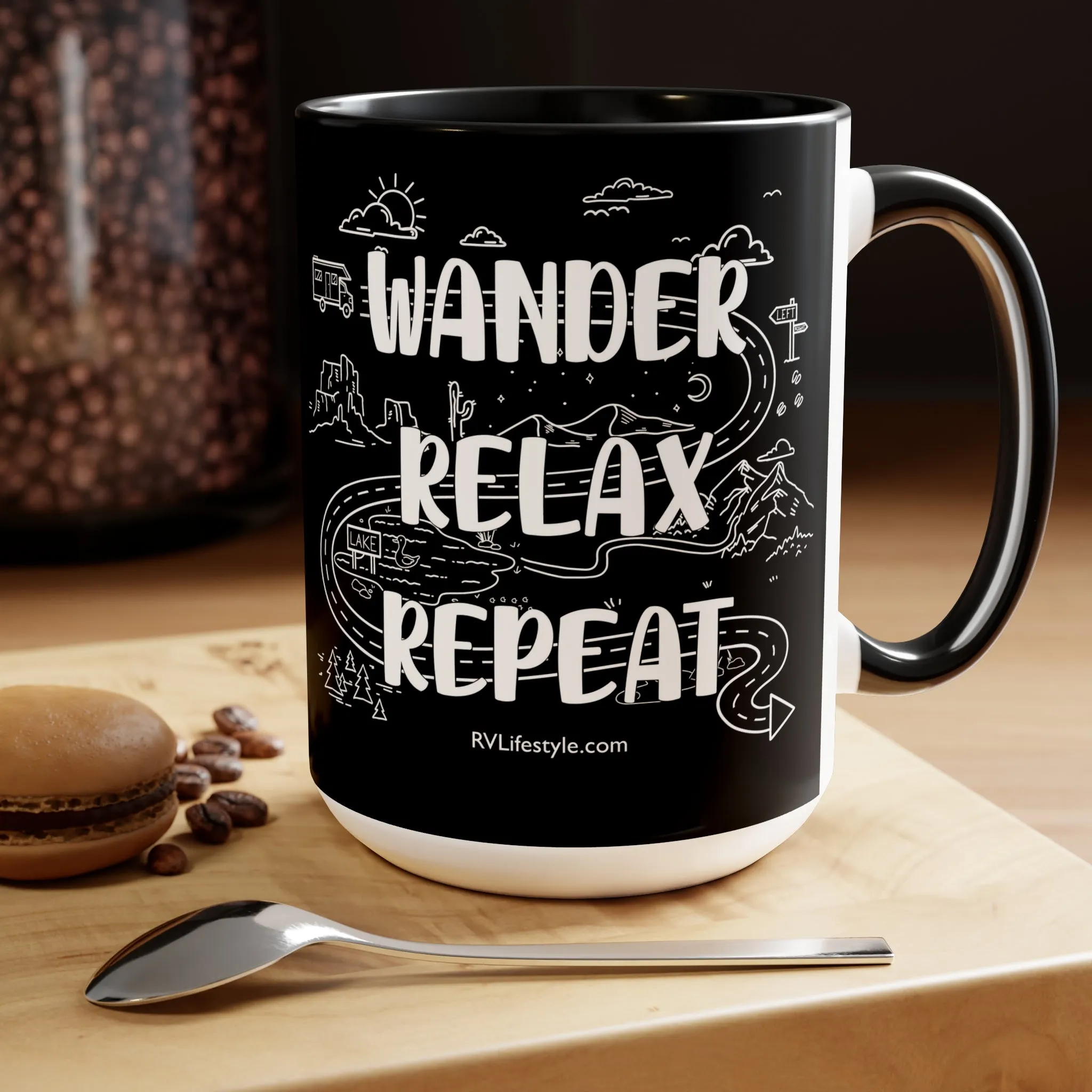 Wander Relax Repeat on Coffee Mugs, 15oz