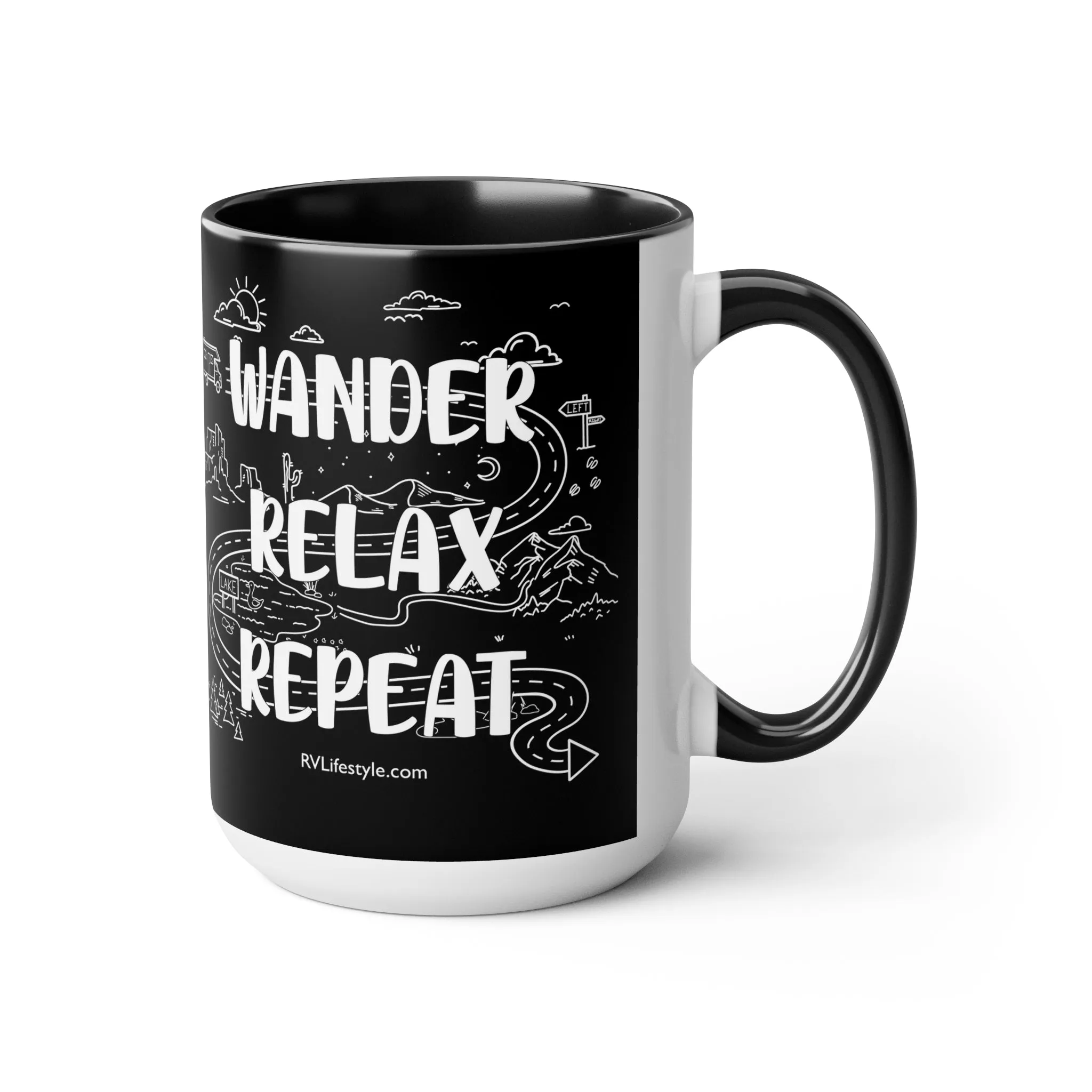 Wander Relax Repeat on Coffee Mugs, 15oz