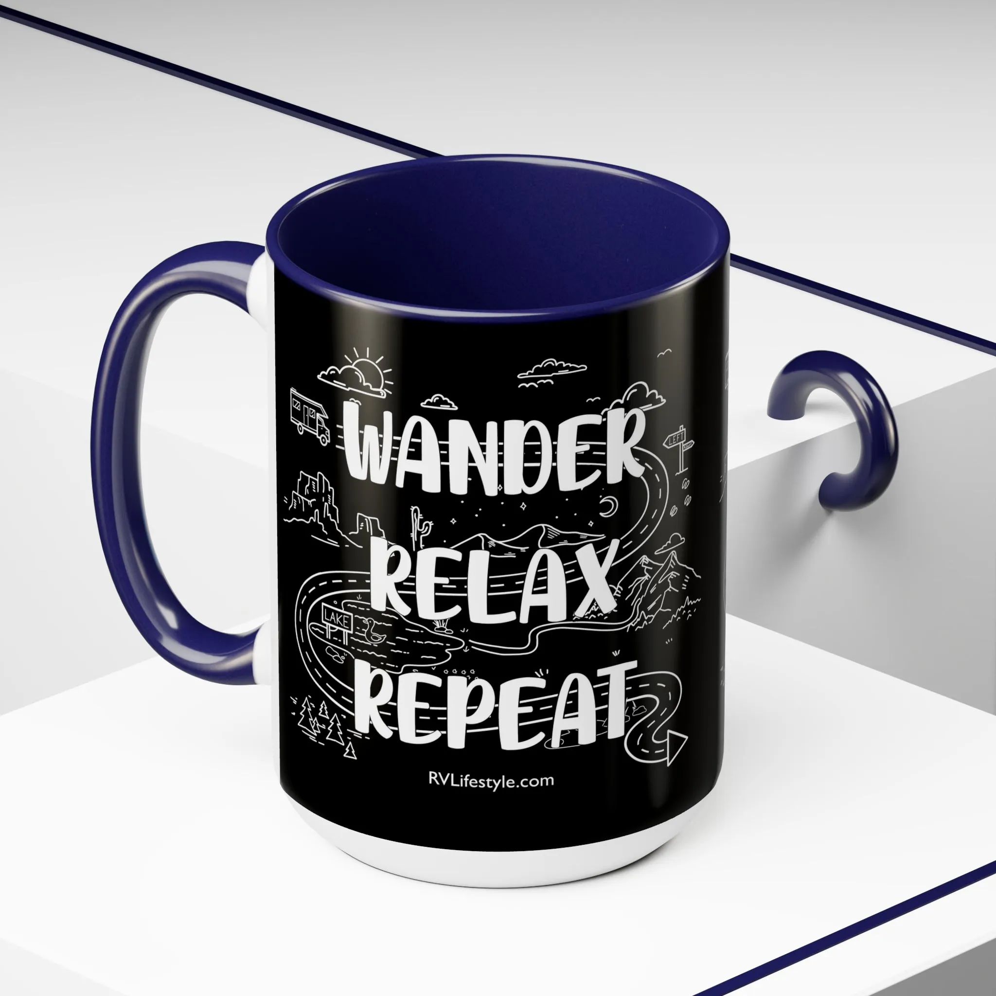 Wander Relax Repeat on Coffee Mugs, 15oz