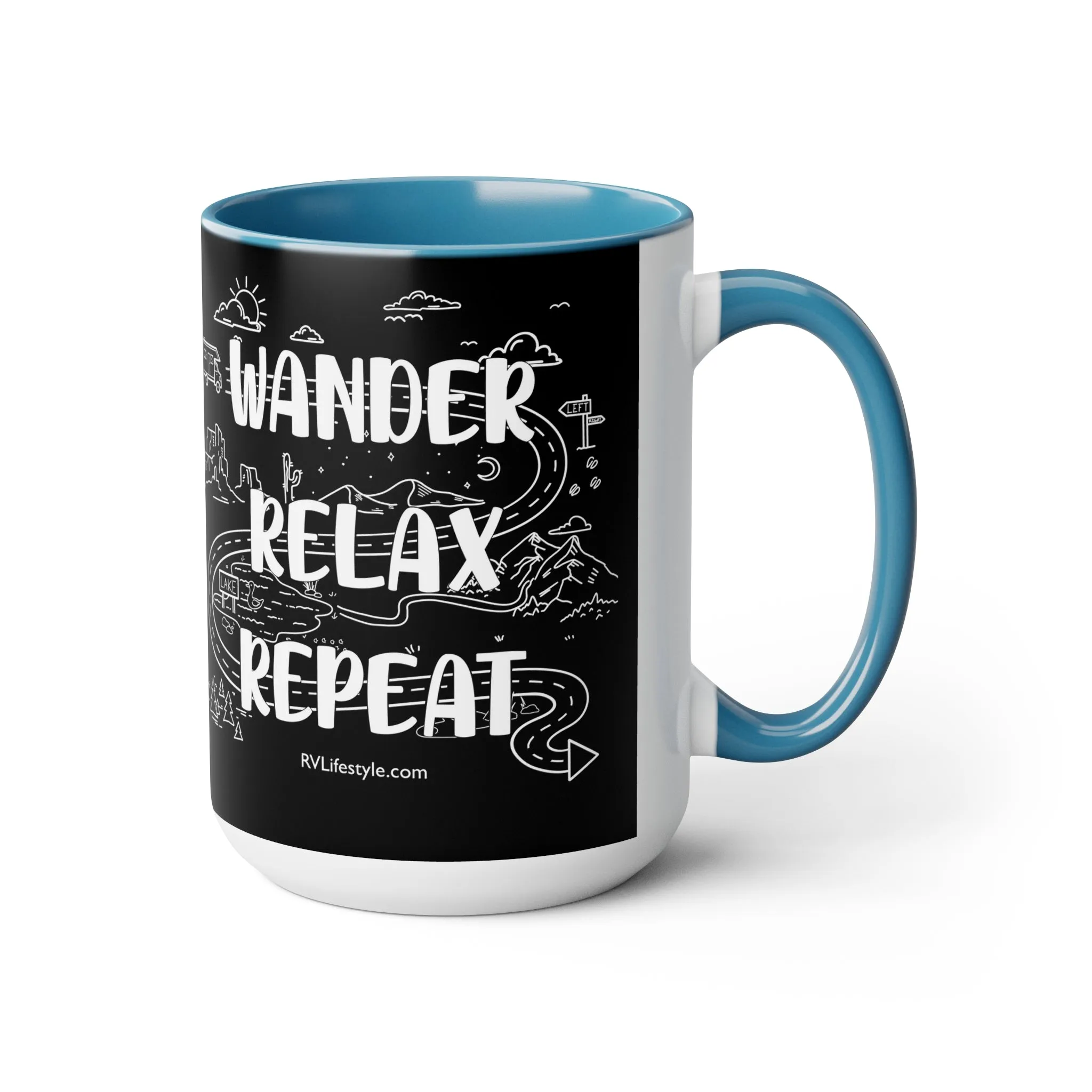 Wander Relax Repeat on Coffee Mugs, 15oz