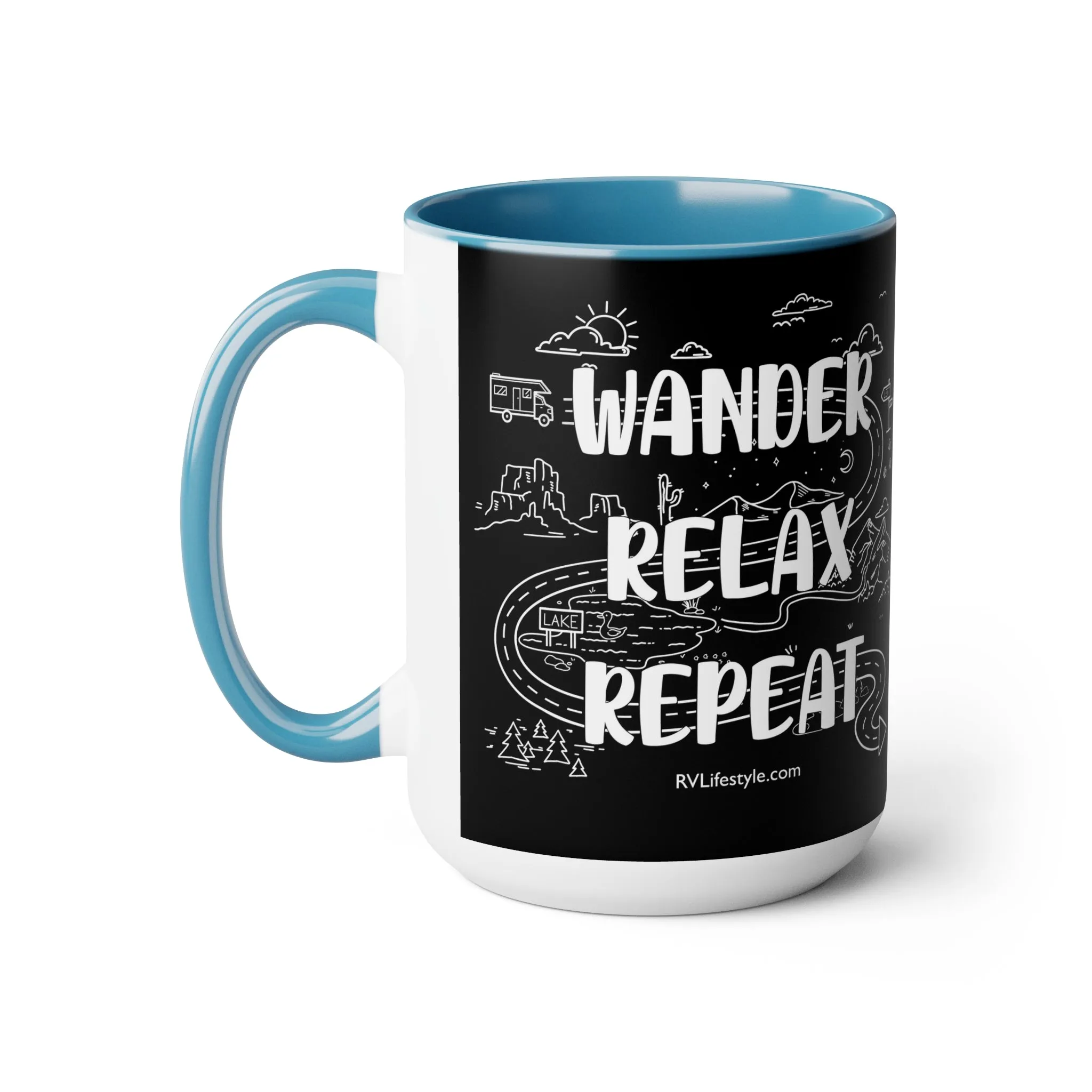 Wander Relax Repeat on Coffee Mugs, 15oz