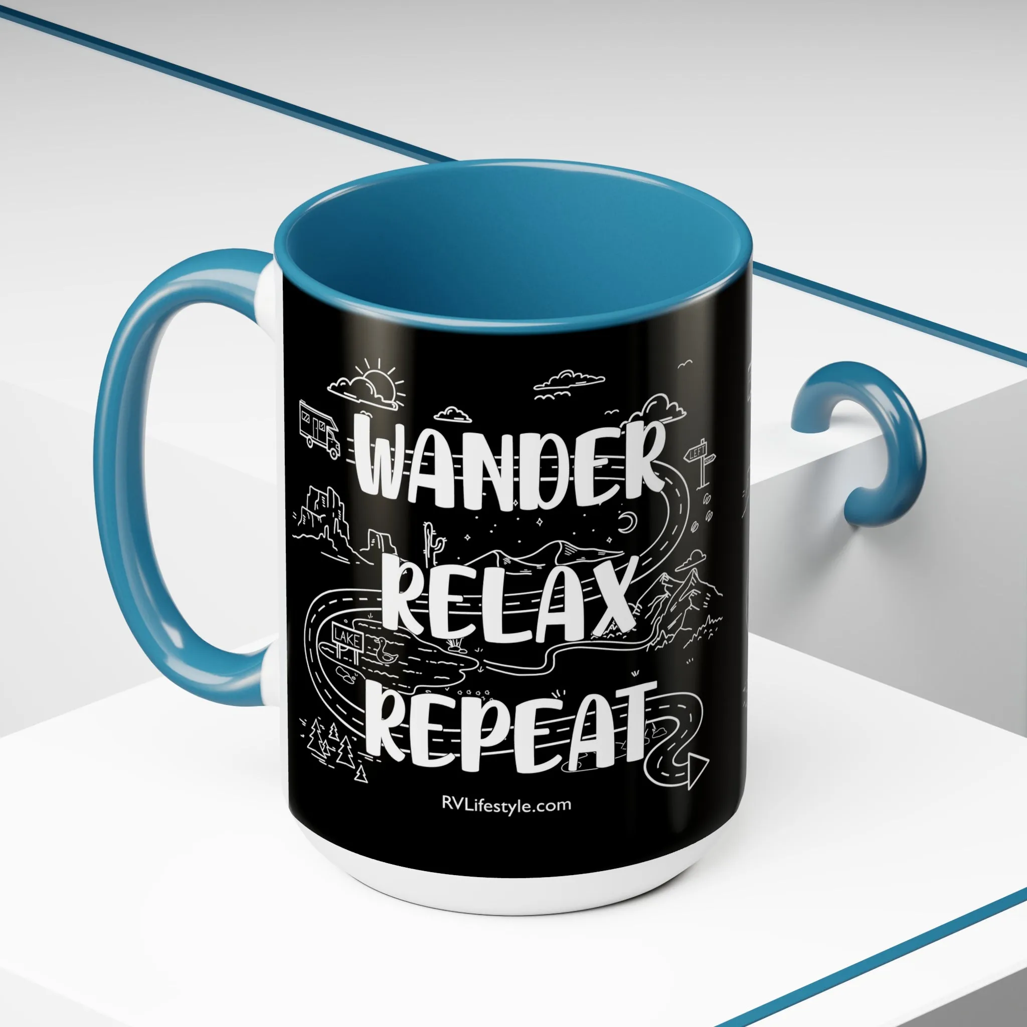 Wander Relax Repeat on Coffee Mugs, 15oz