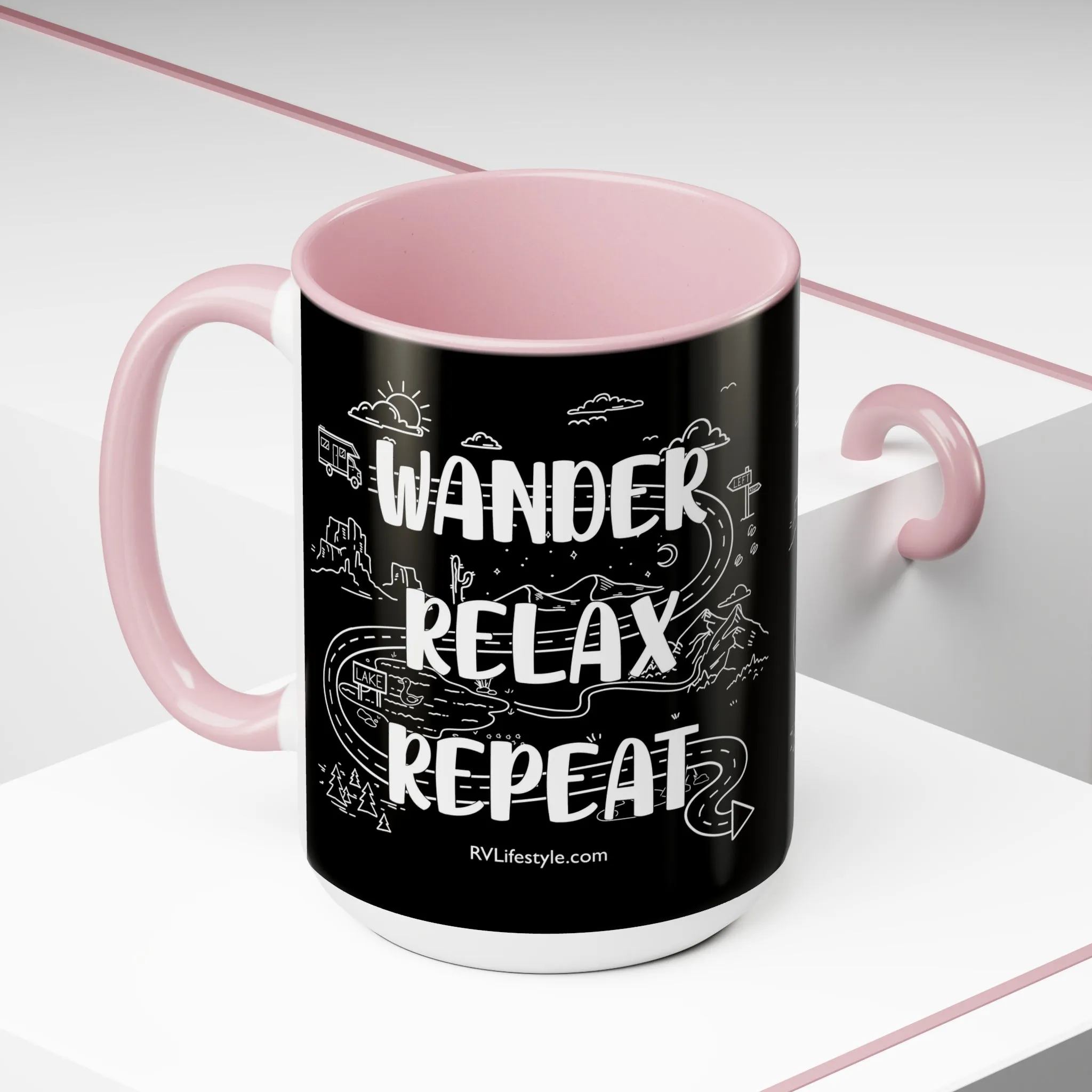 Wander Relax Repeat on Coffee Mugs, 15oz