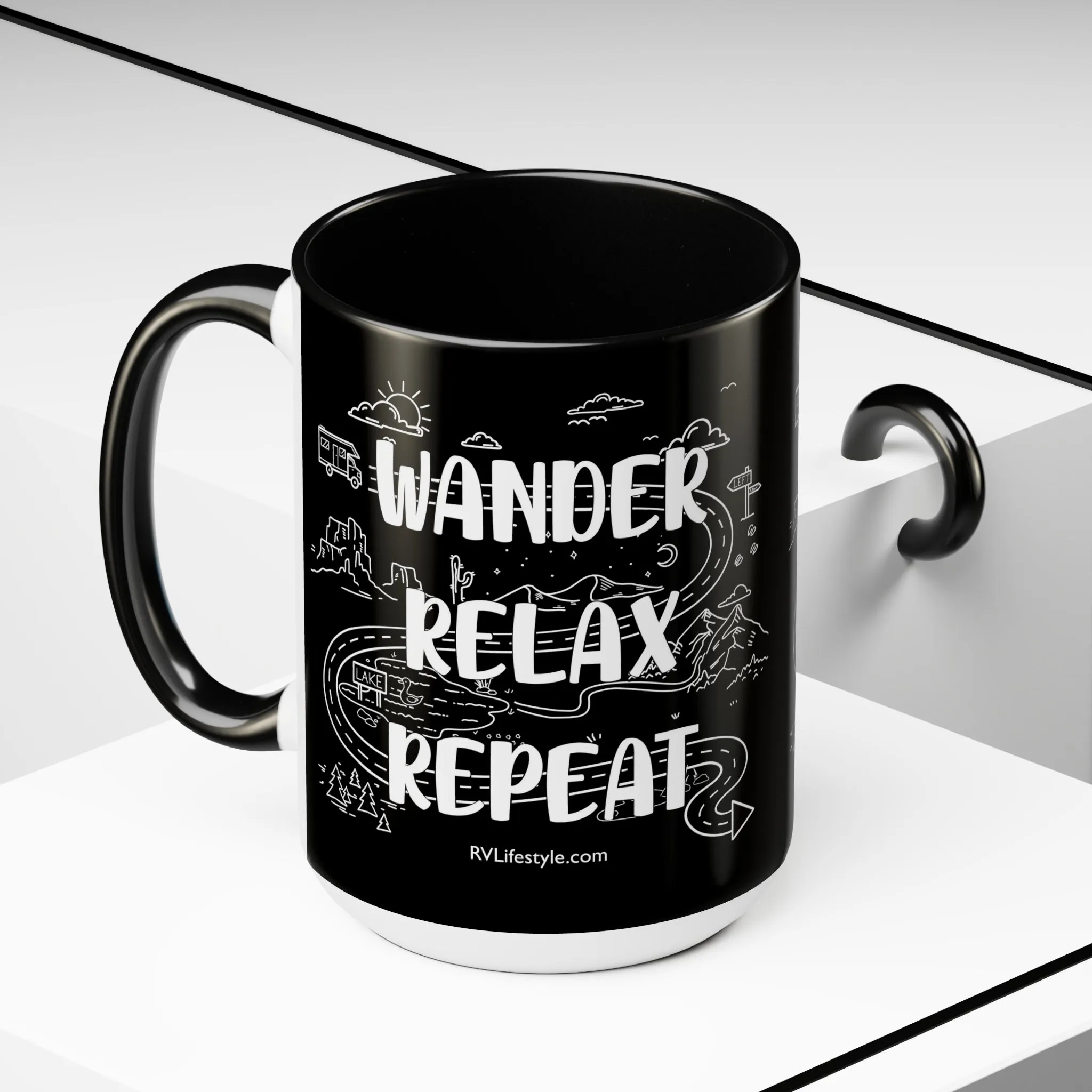 Wander Relax Repeat on Coffee Mugs, 15oz