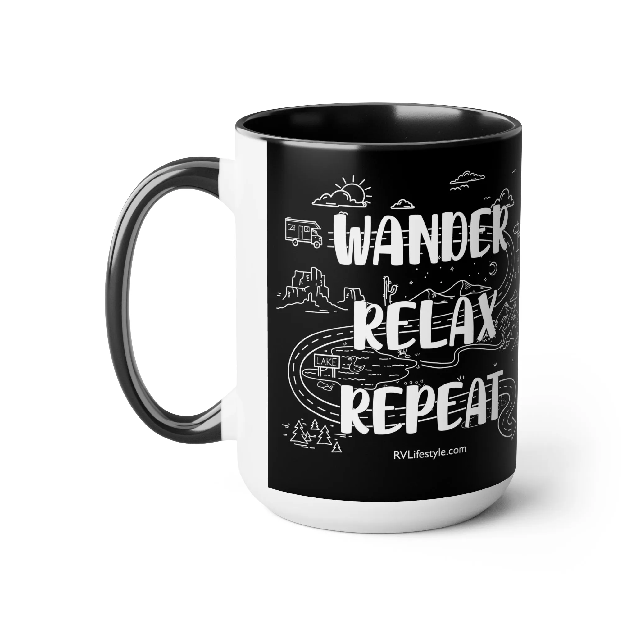 Wander Relax Repeat on Coffee Mugs, 15oz