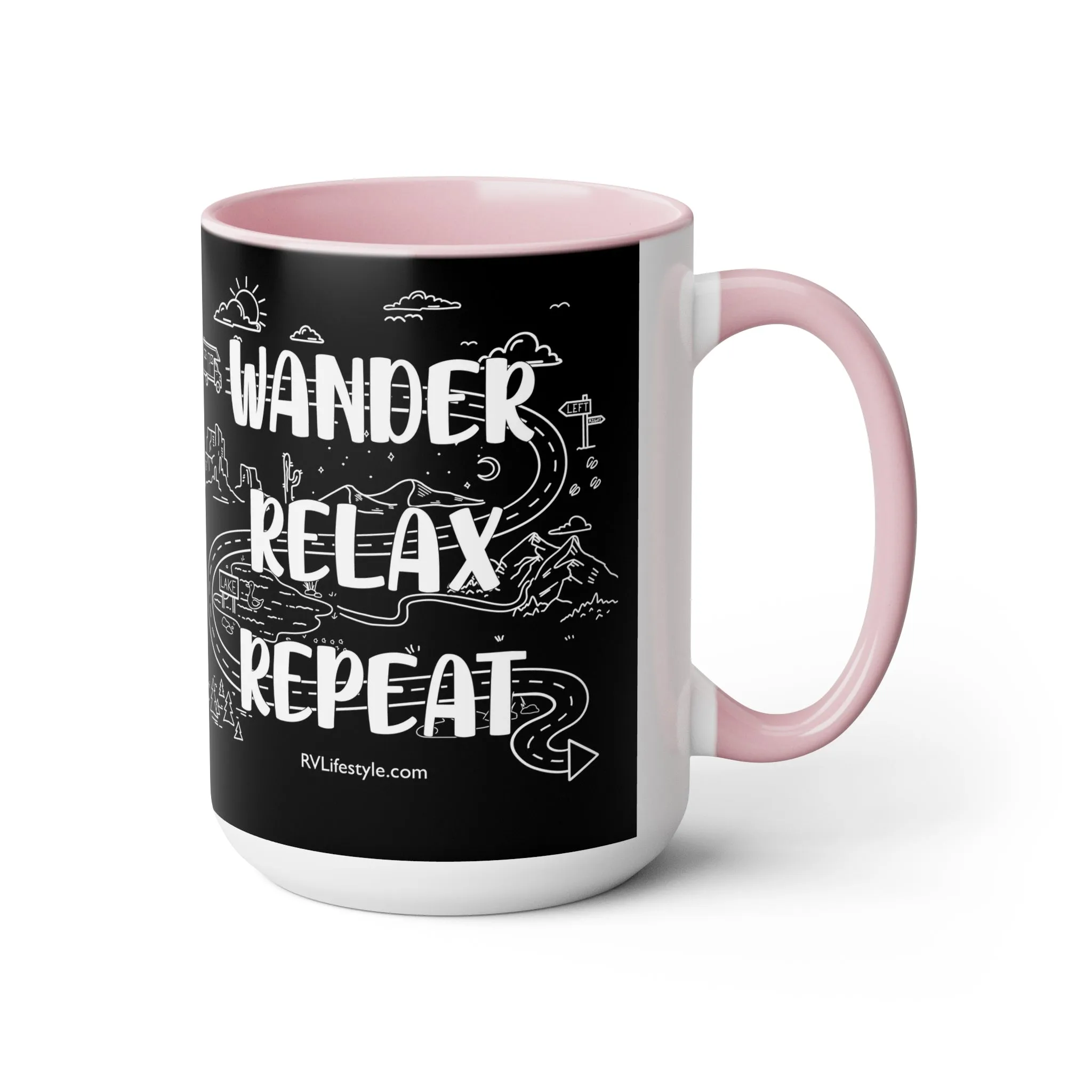 Wander Relax Repeat on Coffee Mugs, 15oz