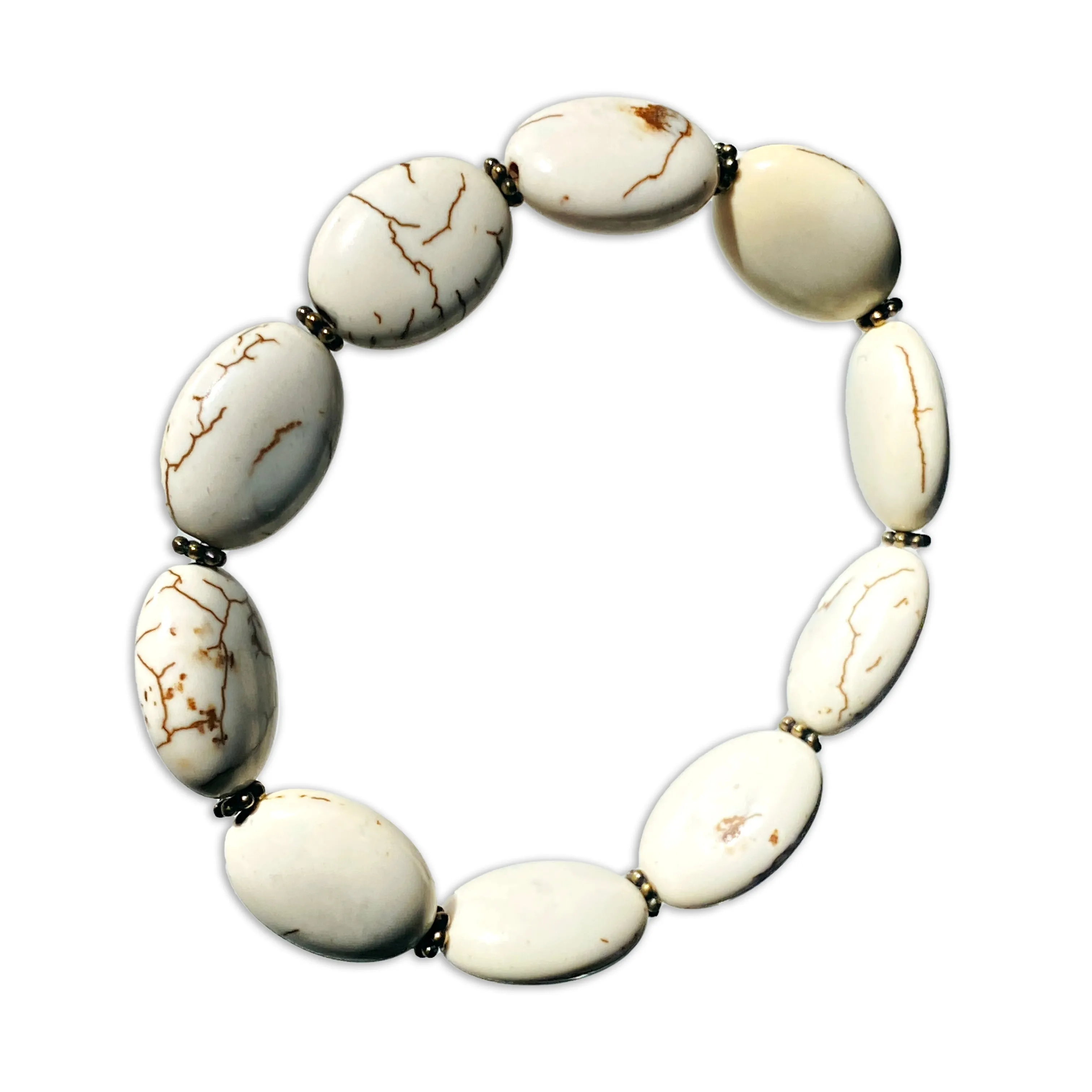 White turquoise gemstone and Brass Bracelet