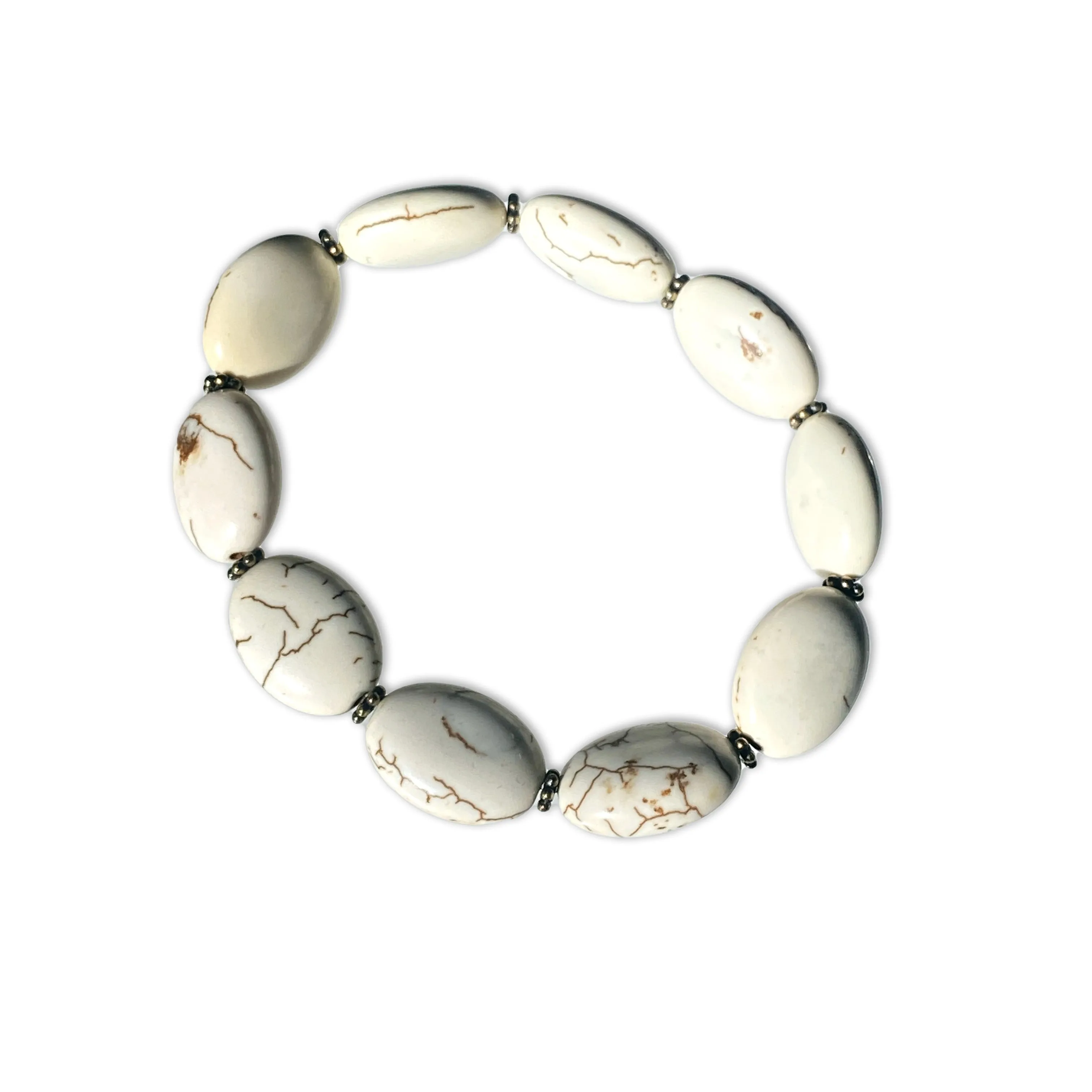 White turquoise gemstone and Brass Bracelet