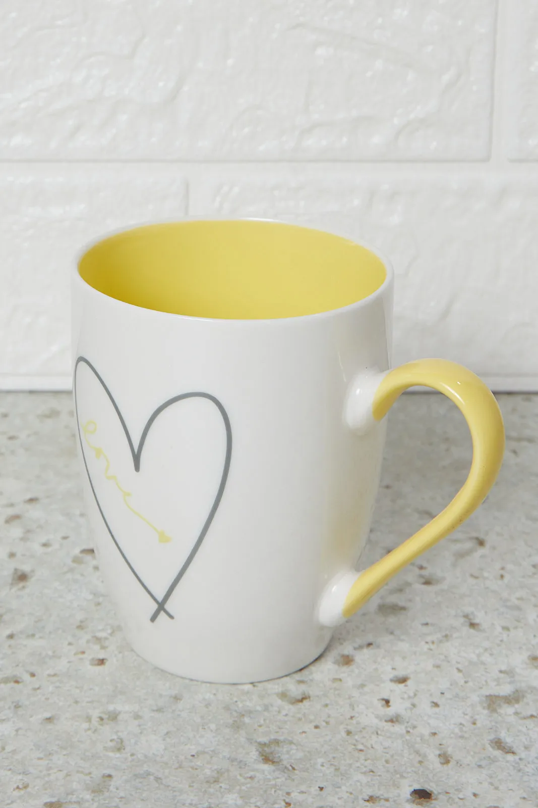 Yellow Love Mug With Gold Design (12.5Oz)